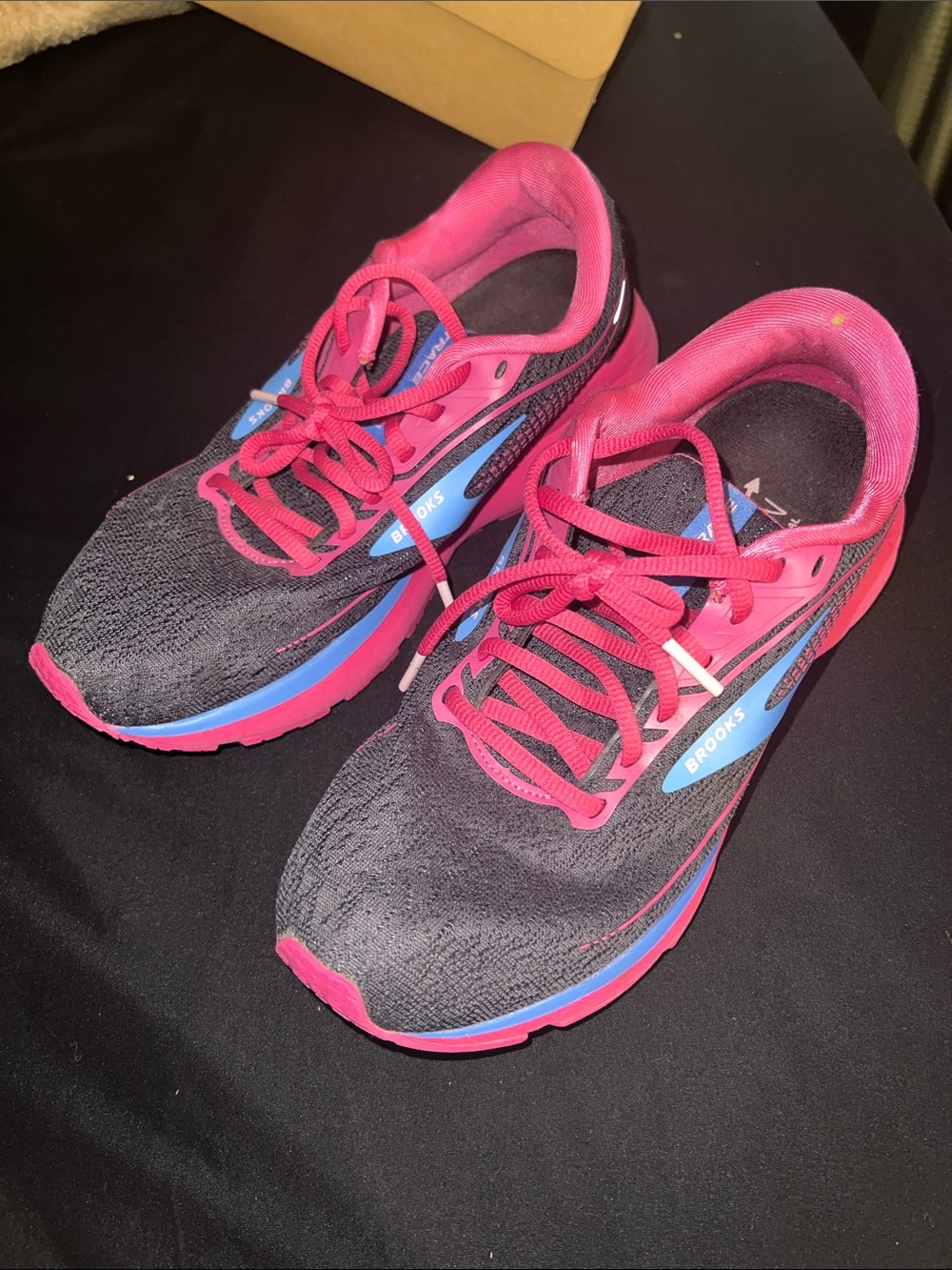 Brooks Women's Athletic Shoes in Black and Pink with Blue Accents
